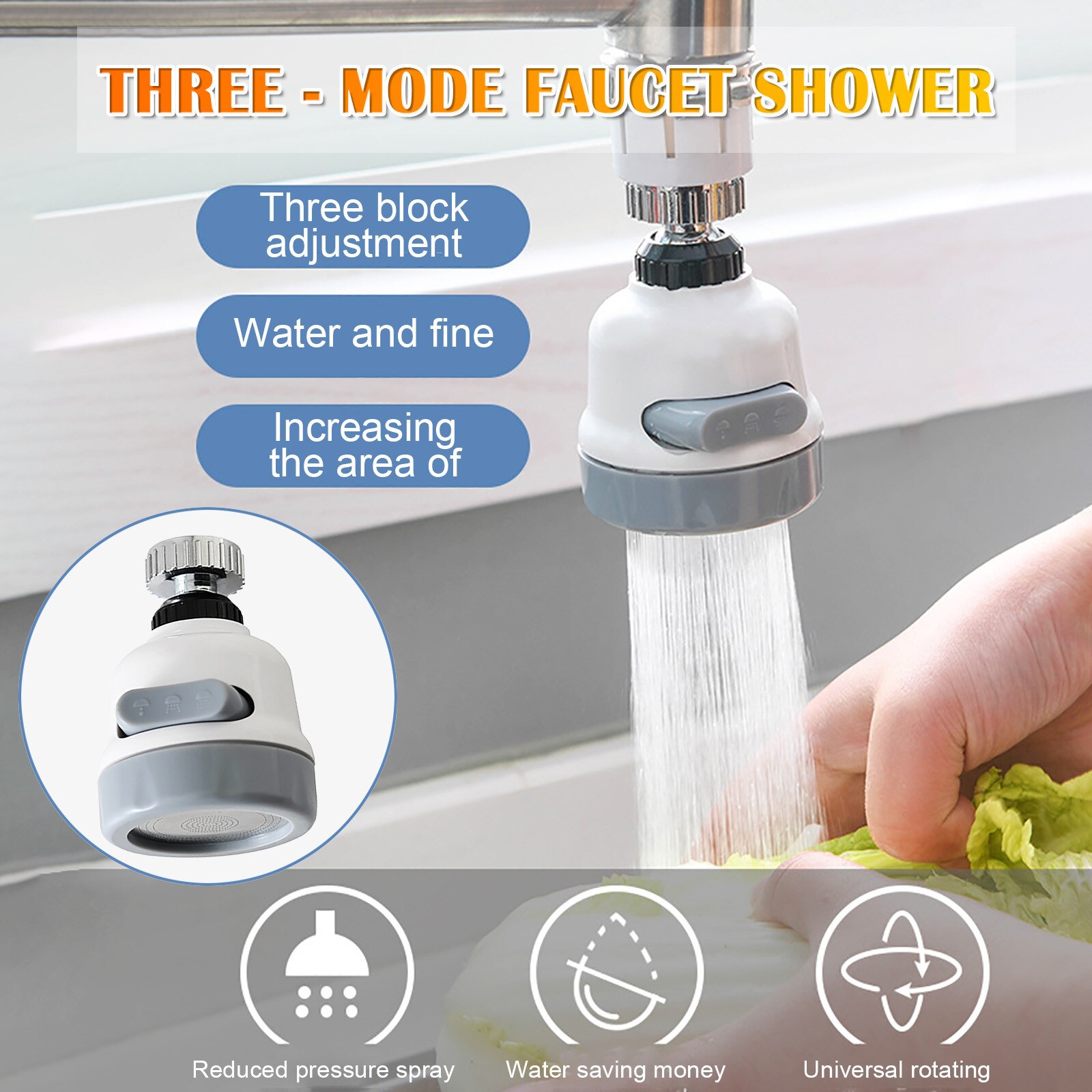 Keukenkraan Splash Hoofd Uitloop Extender Extension Douchekop Douche Water Draaibare Filter Spuit Nozzle Accessoires # T2
