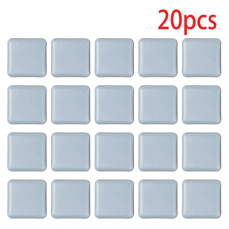 Furniture Legs Slider Pads Self-Adhesive Anti-abrasion Floor Protector Easy Move Heavy Table Sofa Glides Mat Home Supplies: 20pcs-Square-25x25mm