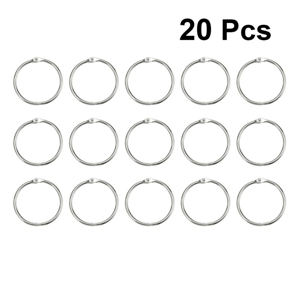 50pcs Loose Leaf Binder Rings Metal Scrapbooking Book Ring Keychain Clip Holder for Photo Paper Organization(Inner Diameter:25mm