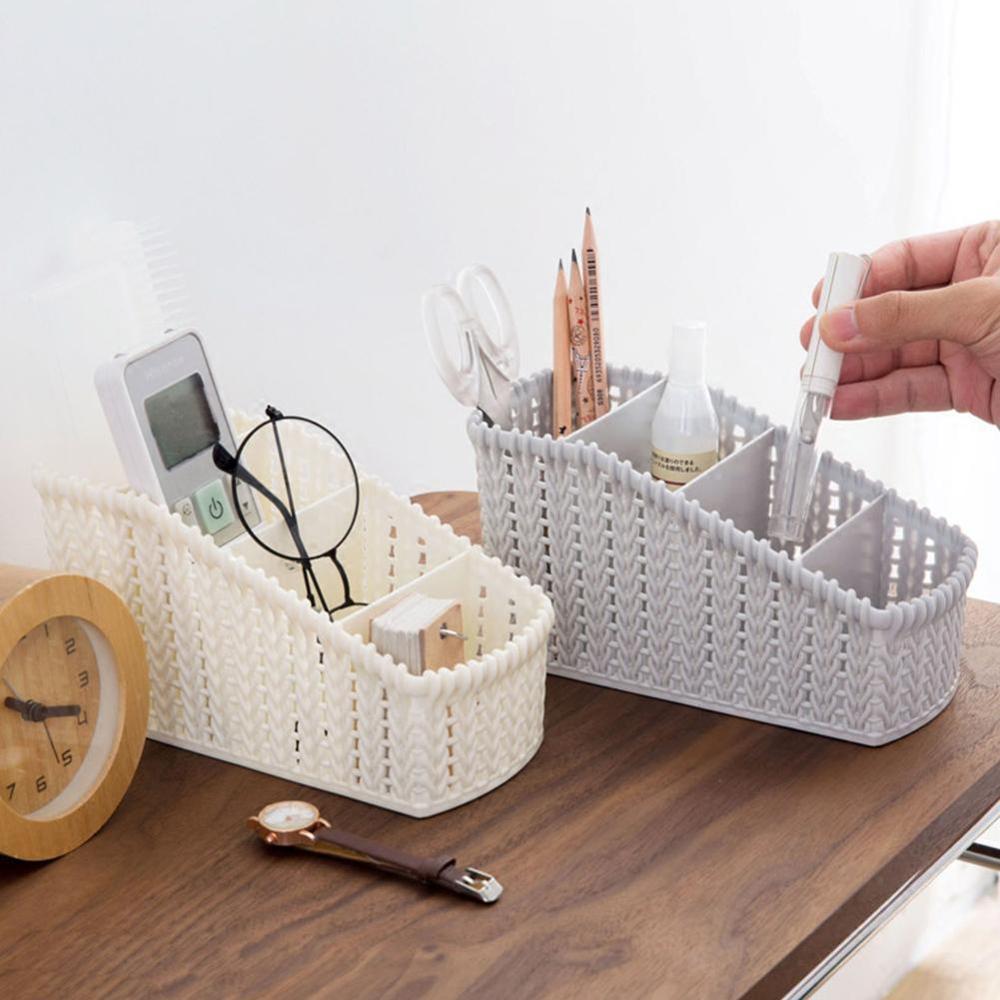Desktop Storage Pen Case Plastic Material Finishing Box Debris Student Storage Cosmetic Stationery Supplies Desk B D0I3