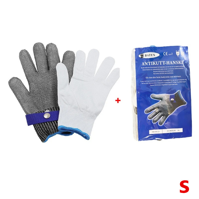 Edelstahl-Handschuhe, rutschfest, sicher, schnittfest, Handschutz, Metallhandschuh, Fleischgeflecht, für Metzger, Draht, Messer, sicherer Schnitthandschuh: Weiß