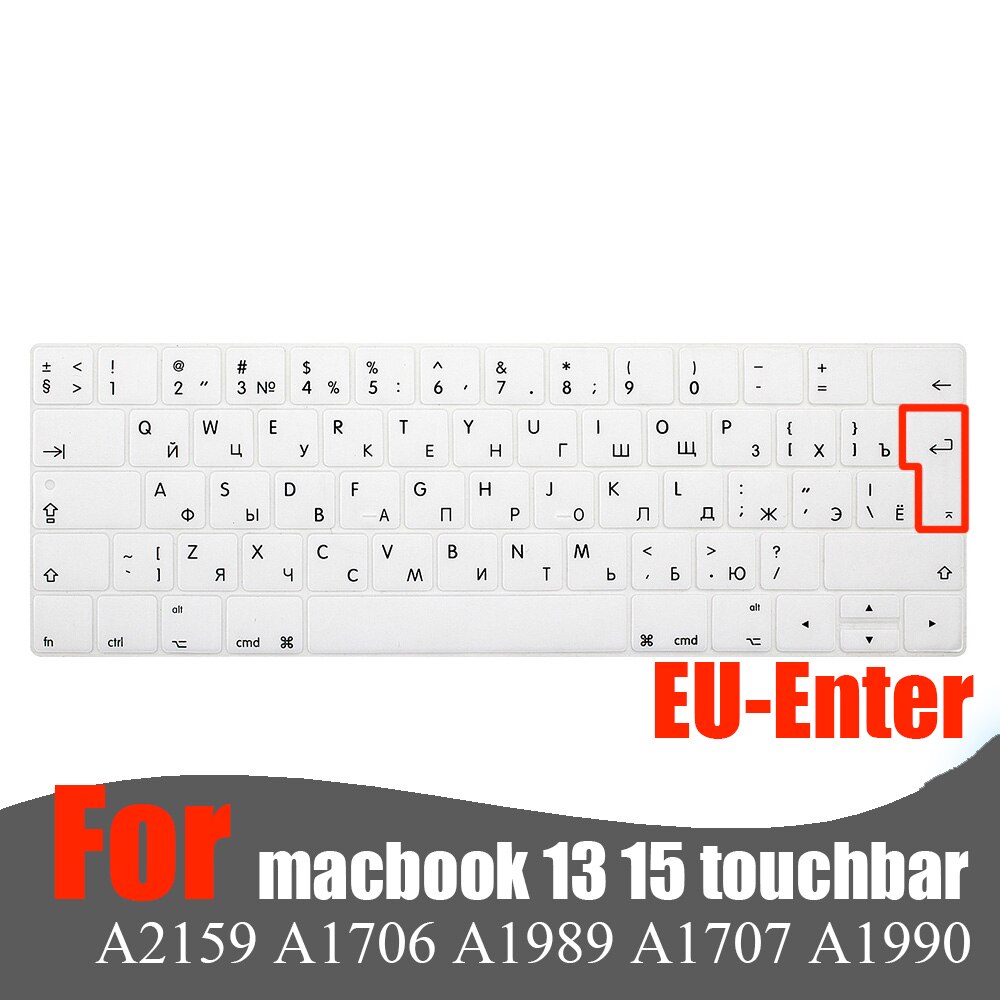 Für Macbook Profi13 15 touchbar tastatur abdeckung Russischen Laptop tastatur schutzhülle Film haut tastatur fallen A2159 A1707A1989A1990: EU Weiß