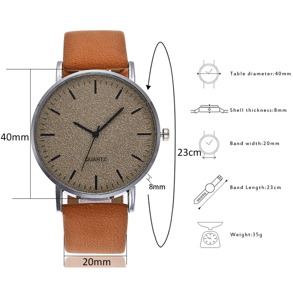 Vansvar Unisex Mannen Vrouwen Matte Dial Horloge Lederen Band Quartz Horloge EIG88