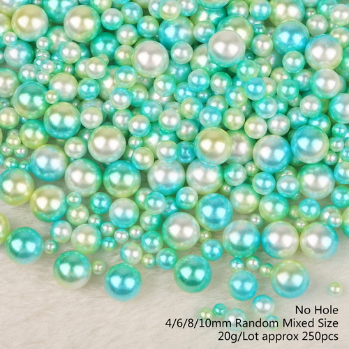 4/6/8/10mm multi størrelse 250 stk / lotoption om tilfældig blanding farve ingen huller perler runde perler til diy dekoration: Blå lysegrøn