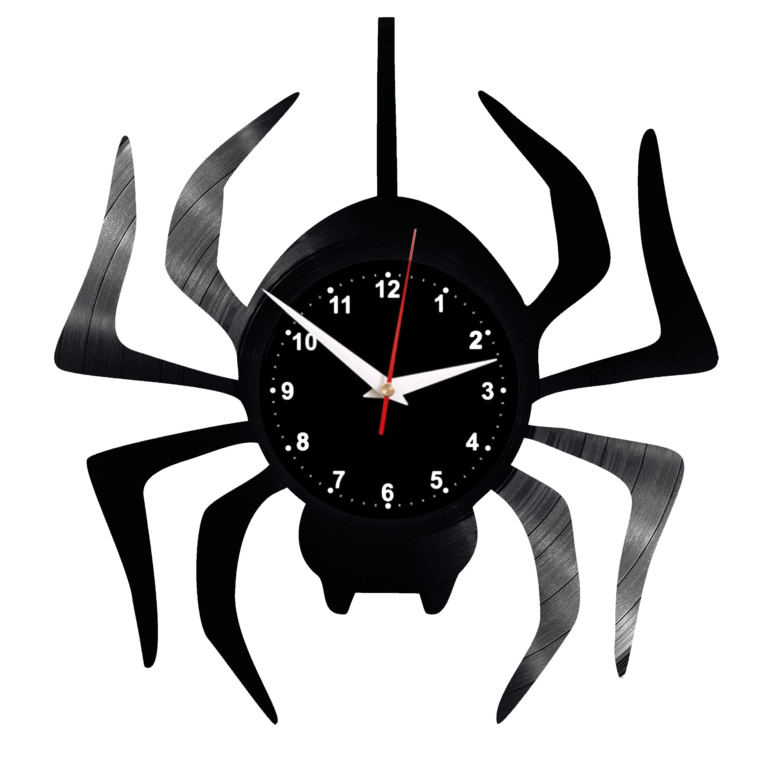 Reloj de pared de araña reloj Retro de vinilo hecho a mano Vintage estilo habitación decoración del hogar gran reloj de