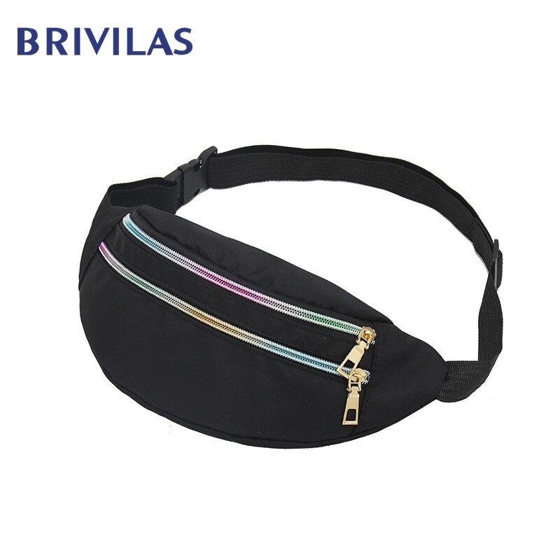 Brivilas nylon fanny pack fo women leopard print sport waist bag female purse belt bags multifunction chest bag crossbody