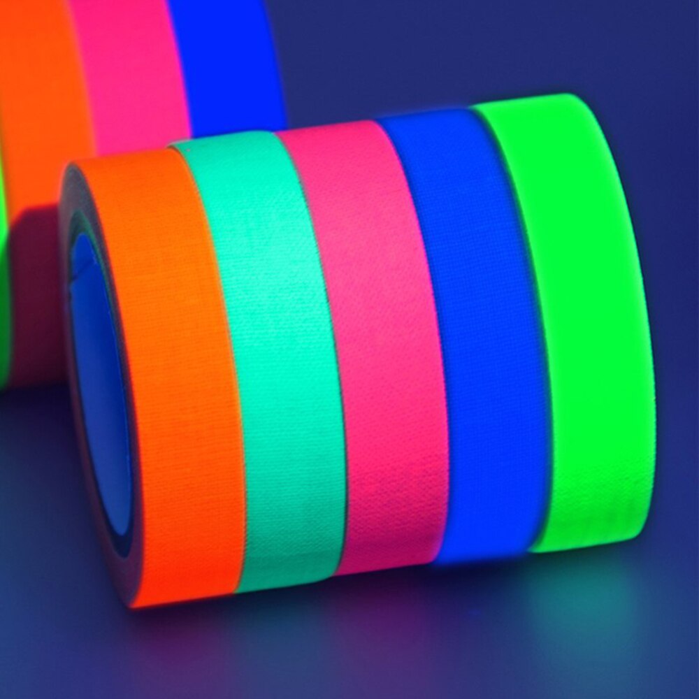 5/6 stk fluorescerende neon gaffer tape uv solid farve blacklight reaktiv glød i det mørke tape: 5 stk  a1