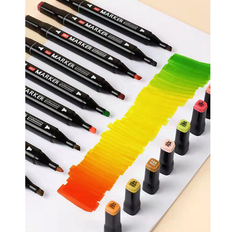 24-60 Kleuren Vette Art Marker Pen Set voor Tekening Double Headed Schetsen Tip Gebaseerde Markers Graffiti Manga School Art Supplies