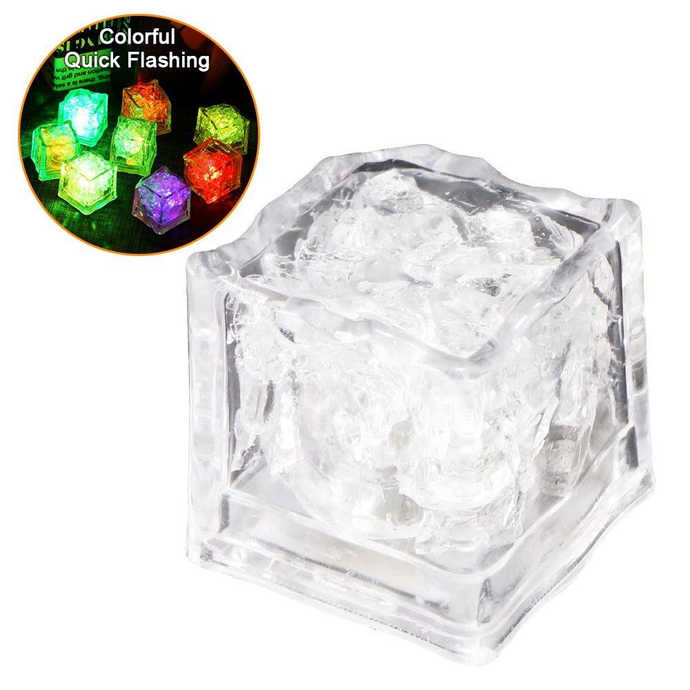 6 pièces lumière LED glaçons lumineux nuit lampe fête barre mariage tasse décoration brillant glaçons dans l'eau coloré clignotant glace: Colorful quick