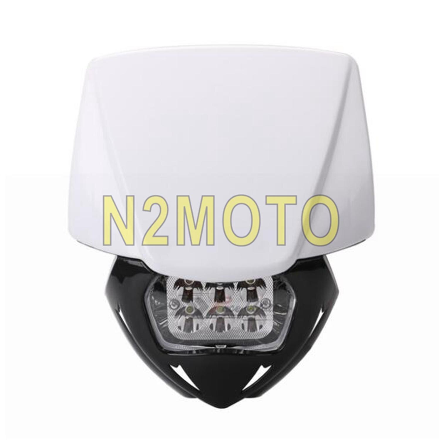 Phare LED blanc d&#39;enduro pour moto, pour Yamaha, Suzuki, Kawasaki, KLX, WR, EXC, CRF 250, 450, 6 pièces: White
