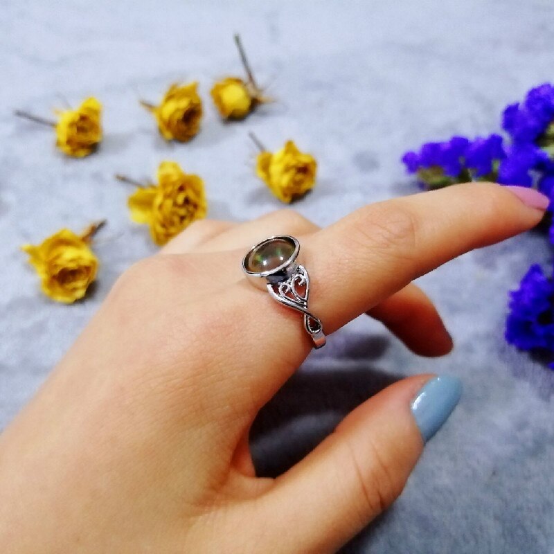 Europea y americana Retro cambio de humor anillo redondo emoción sentimiento Variable anillo Control de temperatura mujer chicas