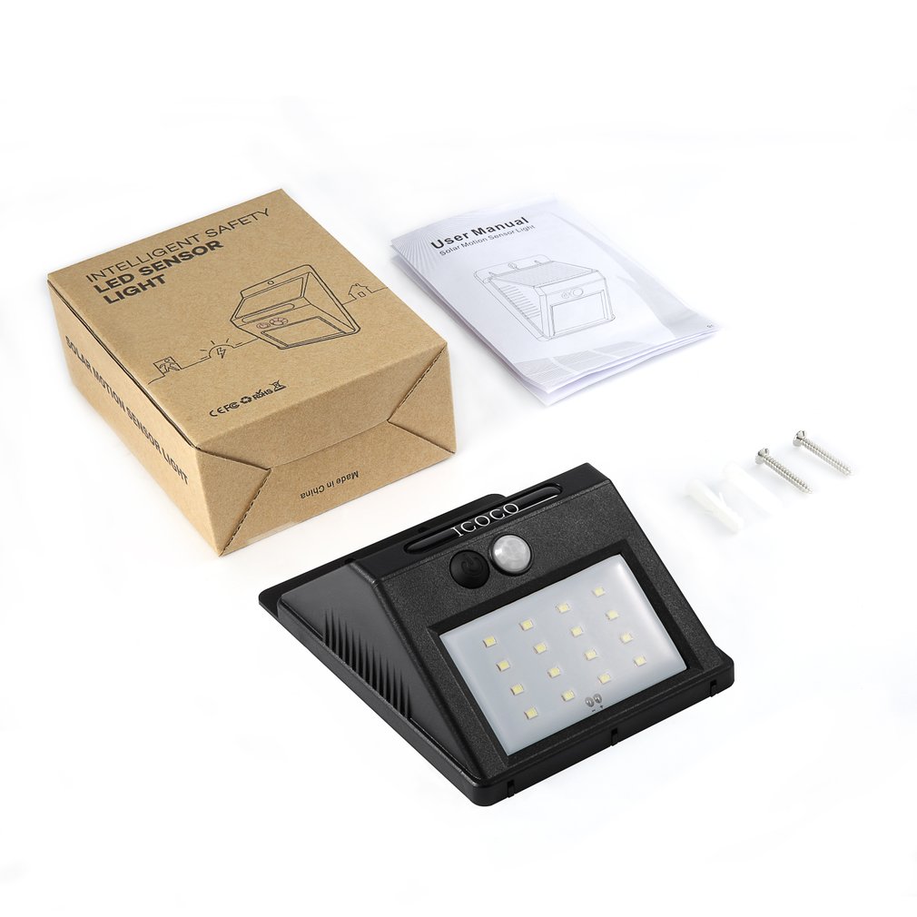 ICOCO Intelligent Safety LED Light Control Solar PIR Motion Sensor Light Waterproof Solar Wall Lamp Heat Proof Energy-saving