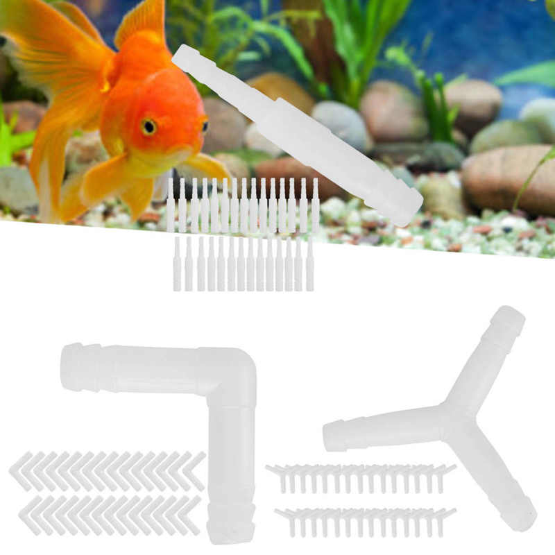 30Pcs Aquarium Air Valve Connector 8/4MM Straight 3 Way L-Shape Plastic Connecting Tube Submersible