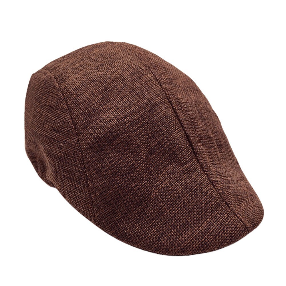 Beret Caps Men Women Vintage News Boy Cap Cabbie Gatsby Linen Outdoor Hats Brand Sun Hat Unisex Duckbill Caps Linen Casquette: Brown