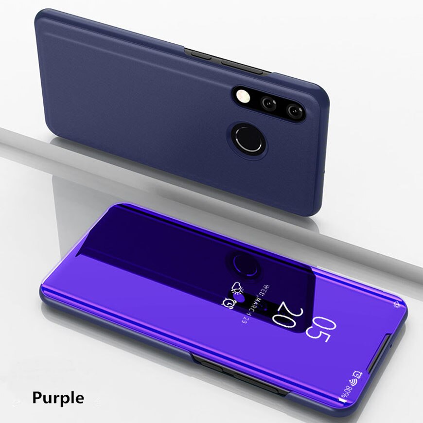 Funda Coque Honor 20 S Smart View Spiegel Case Voor Huawei Honor 20 S MAR-LX1H 6.15 Inch Stand Flip Book telefoon Cover Vlakte Cytanh: Purple Blue