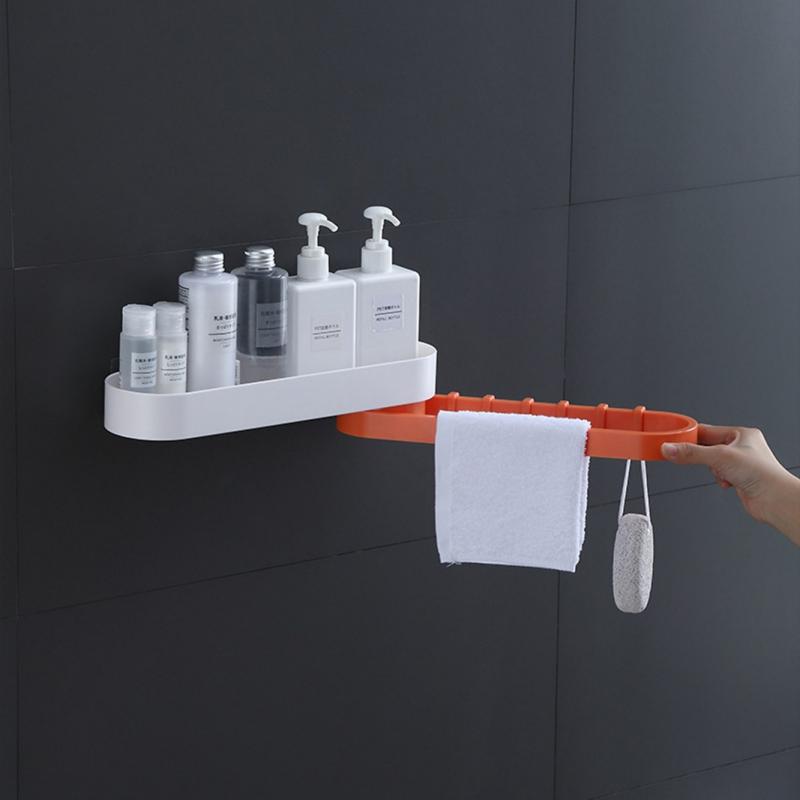 Punch-free Double Layer Rotating Rack Corner Frame Shower Shelf Wrought Shampoo Storage Rack Holder Shelfs Bathroom Kitchen