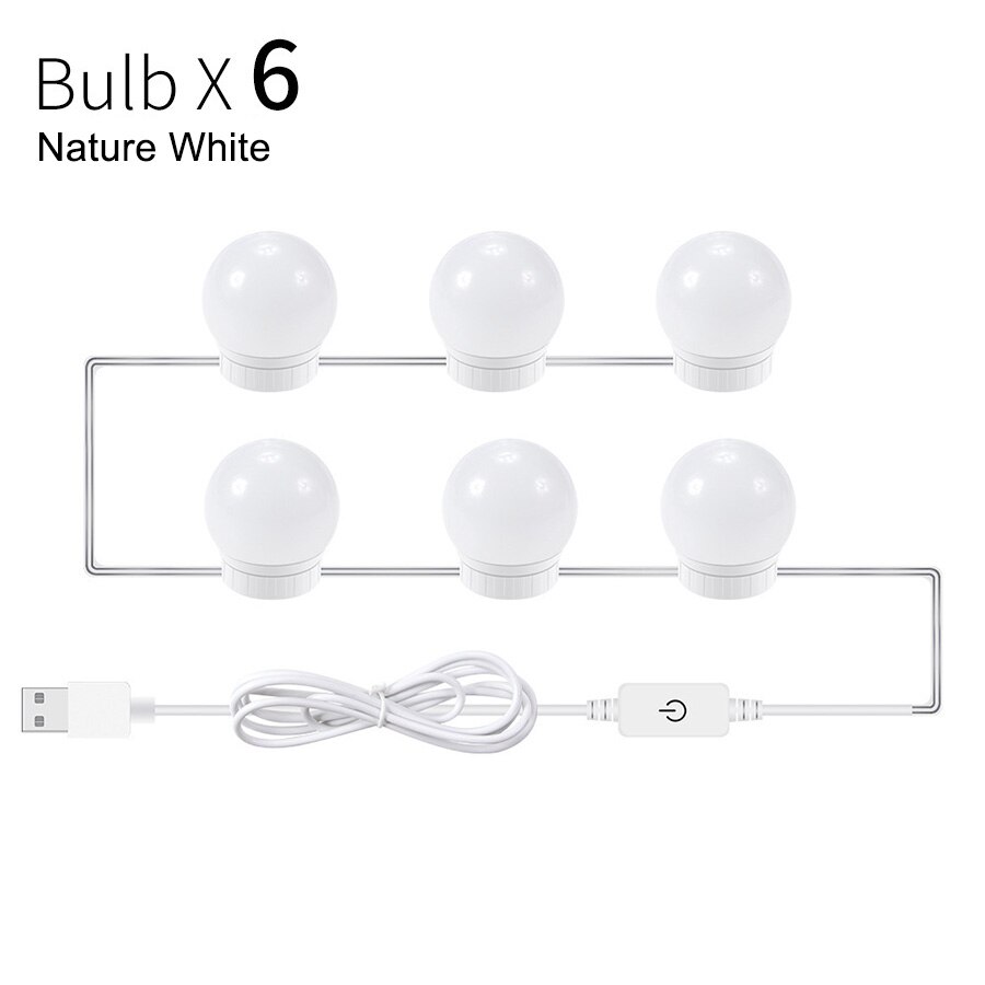 Make up Spiegel Vanity Led-lampen Kit Usb-poort Opladen Cosmetische Make-up Licht Spiegels Lamp Verstelbare Helderheid lichten A1: 6leds