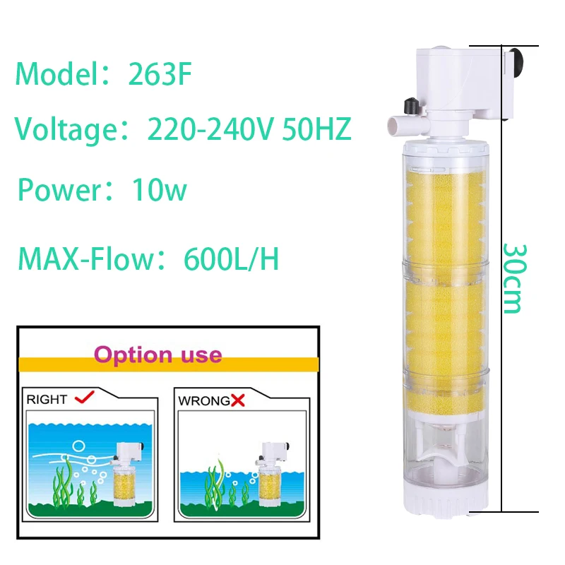 220V 3 in 1 Aquarium Multifunctionele Filterpomp Zuurstof Aquarium 4 Lagen Filter Aquarium Interne Filter Materiaal Luchtpomp: Zilver