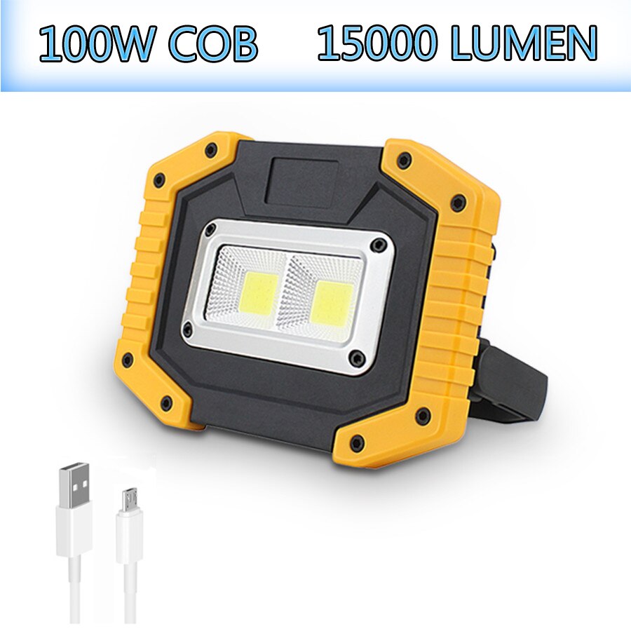 Portable LED work light Rechargeable COB work lamp waterproof LED flood light with bracket suitable for outdoor Car Repair: Package A