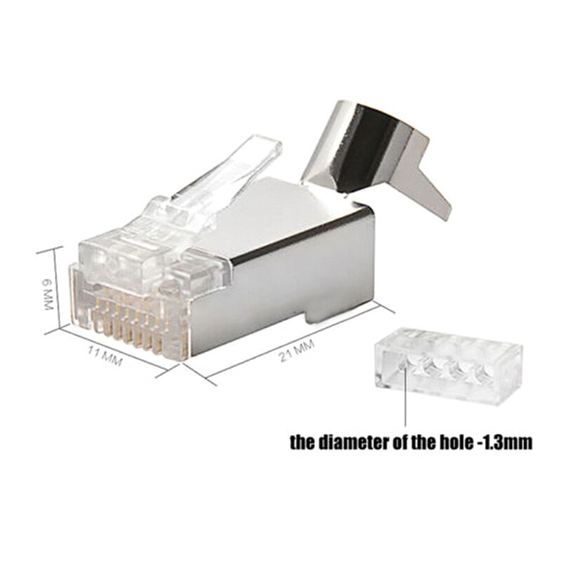10 st cat 7 rj45 kontakt 1.3mm cat 7 kristallkonta... – Vicedeal