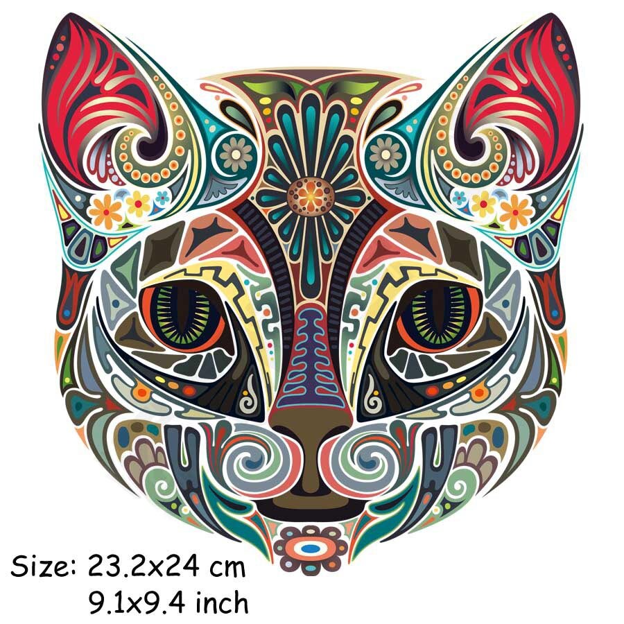 Geometrische bloemen kat vlinder warmteoverdracht strijkapplicaties voor jeans t-shirt kleding doe-het-zelf knutsel stickertoepassingen 47151