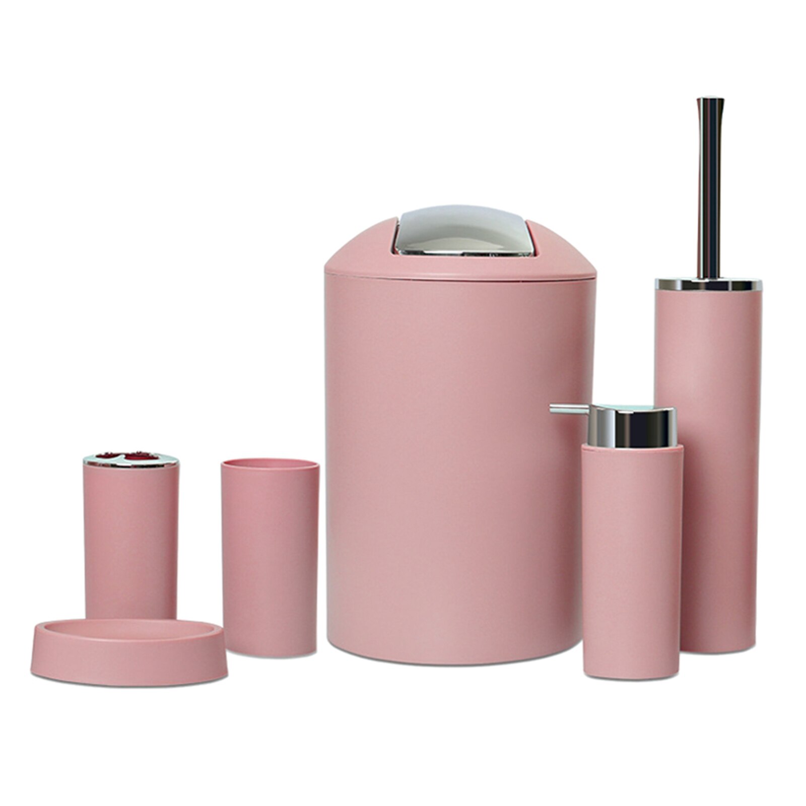 6 Stuks Badkamer Accessoires Set Bad Ensemble Tandenborstelhouder Zeepbakje: Pink