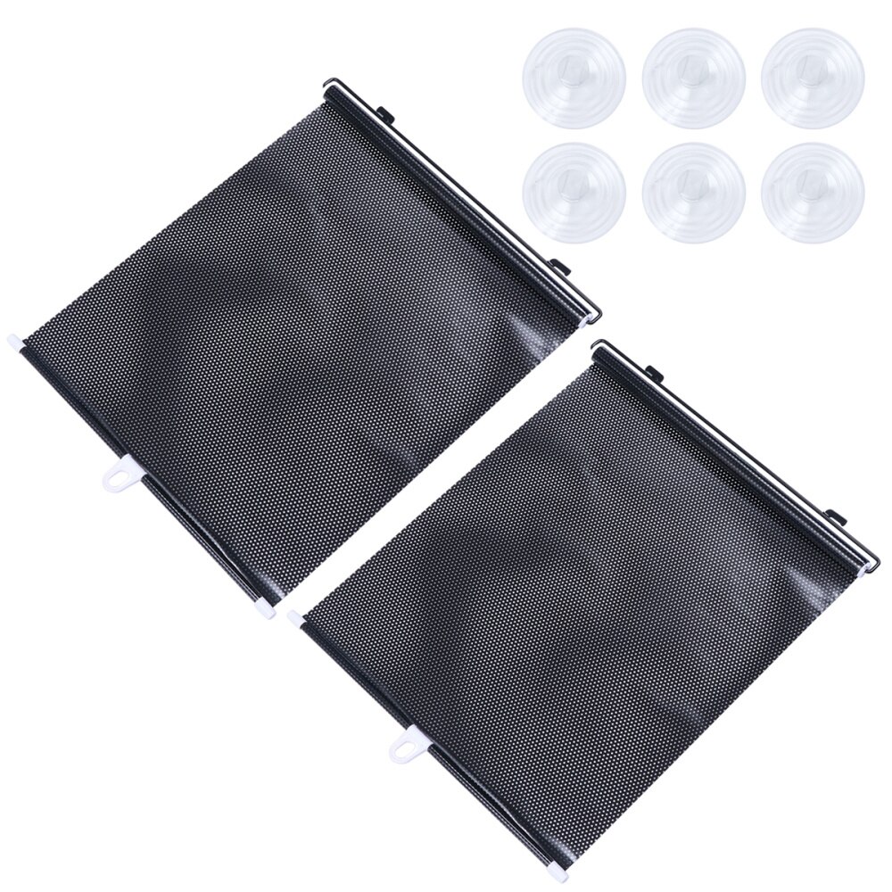 Rideaux de voiture rétractables universels, lot de 2, rouleau de fenêtre, pare-soleil, protecteurs pour stores (noir): Black 40x60 2set