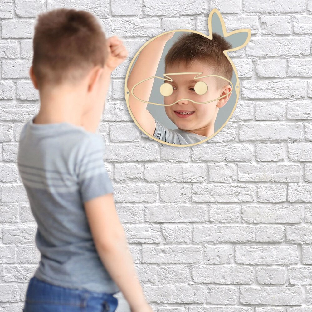 Japanese Ninja Warrior Fighter Wall Mirror Children Kid Room Manga Samurai Ninja Decoration Hanging Wood Acrylic Safety Mirror