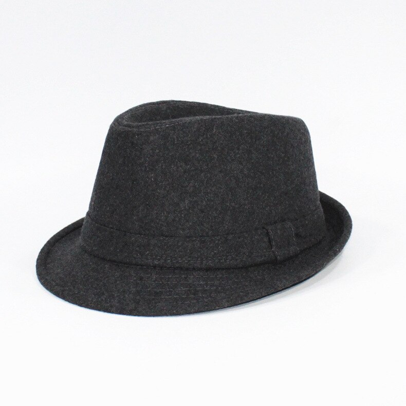 Efterår og vinter ældre mænd uld hatte, mandlig tyk varm filt trilby hat udendørs jazz hat: Grå