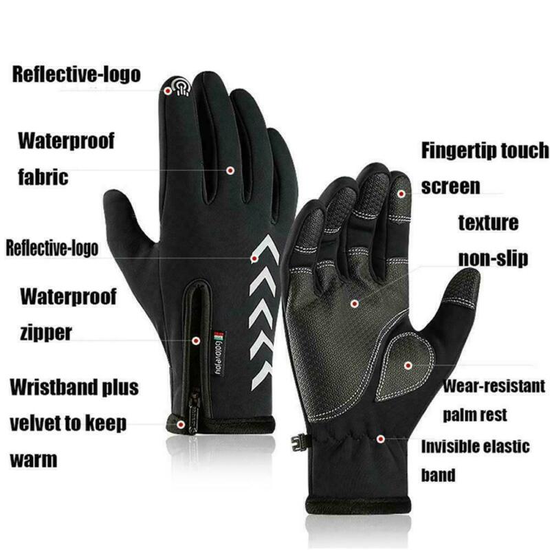 Meihuida herre vintersport kører reflekterende handsker udendørs rejse berøringsskærm skridsikker lynlås varme ridehandsker