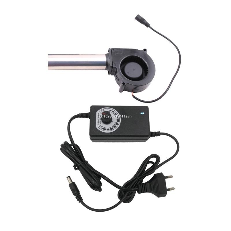 7530 BBQ Blower Met Luchtkanaal DC12V 220V Passen Snelheidsregelaar voor Brandhout Barbecue Kachel Stille Fan