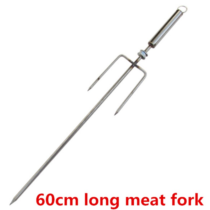 Rustfritt stål bbq nål harpun stang rustfritt stål harpun grille gaffel kylling biff fårekjøtt grillgaffel bbq verktøy røyker