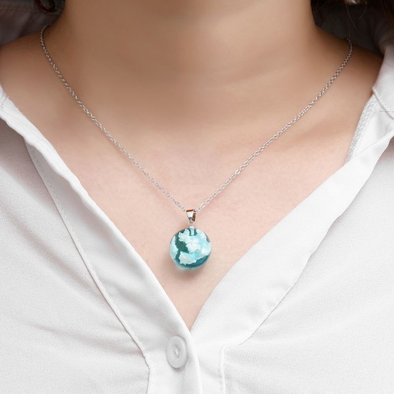 White Clouds Blue Sky Resin Glass Ball Universal Ball Pendant Necklac Jewelry