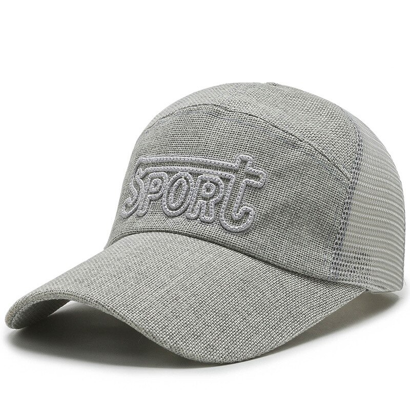 Streetwear netting solhatt fiskenett baseball bokstav caps topp hodeplagg sport unisex caps justerbar pustende basketball hattemaker: Lysegrå