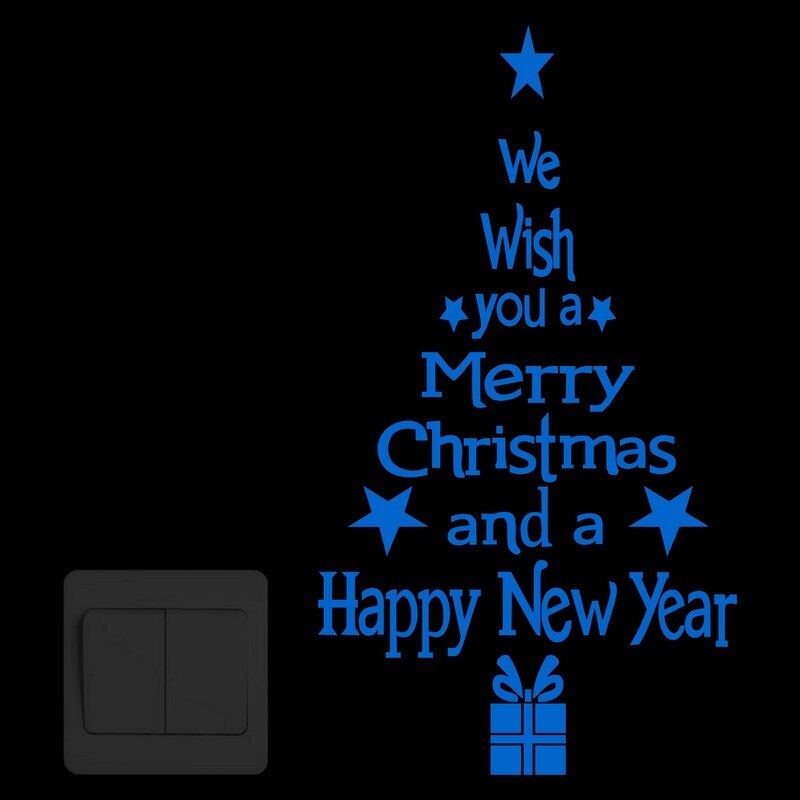 Merry Christmas Tree Glow in the Dark Wall Stickers Happy Year Shop Window Home Decor Switch DIY Decoration Luminous Sticker