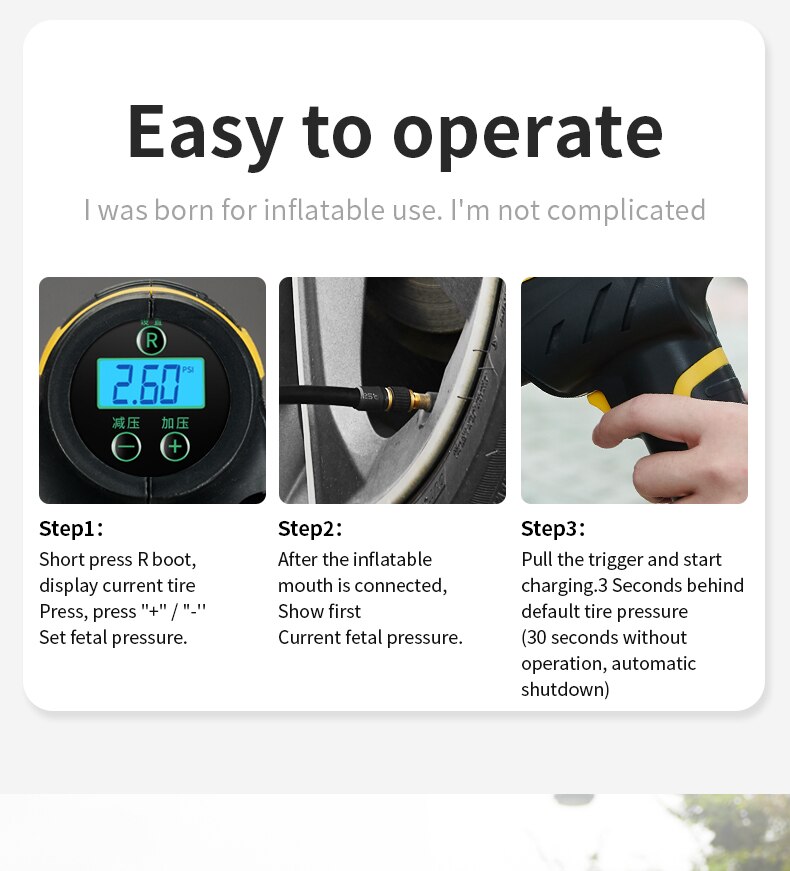 Portable Behandeld Digitale Luchtcompressor Pomp Usb Oplaadbare Auto Luchtcompressor