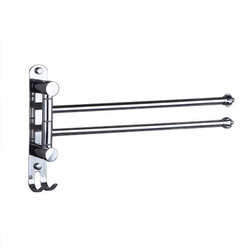 Wall Mounted Towel Rail Holder Stainless Steel Swivel Rack for Bathroom Kitchen _WK: 2 silver