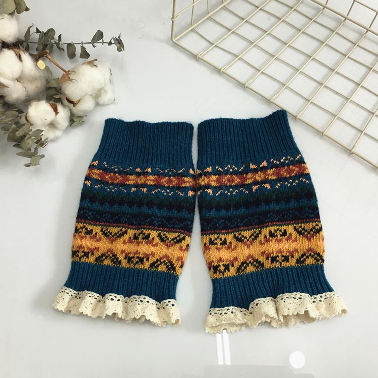 2022 Winter Girl&#39;s Gaiters Camouflage Hue Thick Woolen Leg Warmers Hairy Women Gyaru Accessories Y2k Heaters Warm: lakeblue short