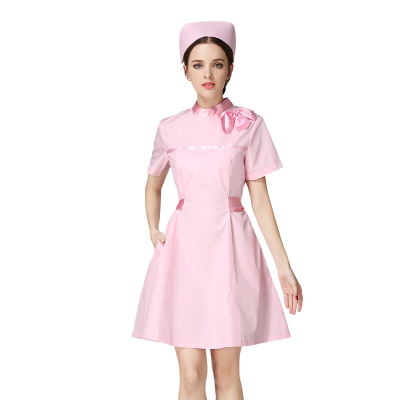 Skönhetssalong arbetskläder bandsömmar spa uniform hälsa arbetskläder frostad kappa skrubb uniform aktivitet prestanda kläder: Rosa / M