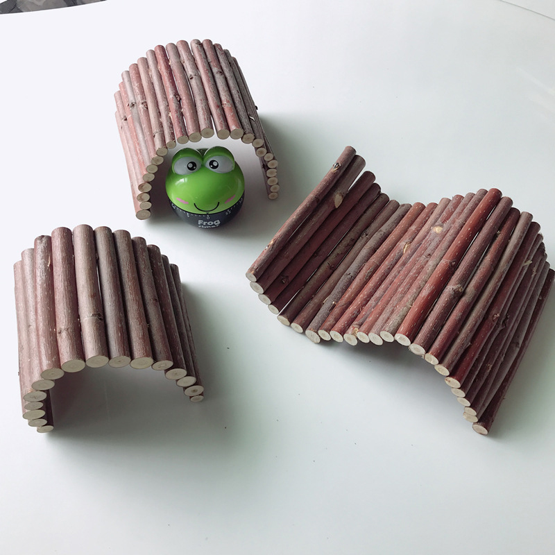 Accesorios para ratas y mascotas, puente de madera, Juguetes para conejos, suministros para la dentición, Escalera de clítoris para animales pequeños, Juguetes para masticar, Conejos