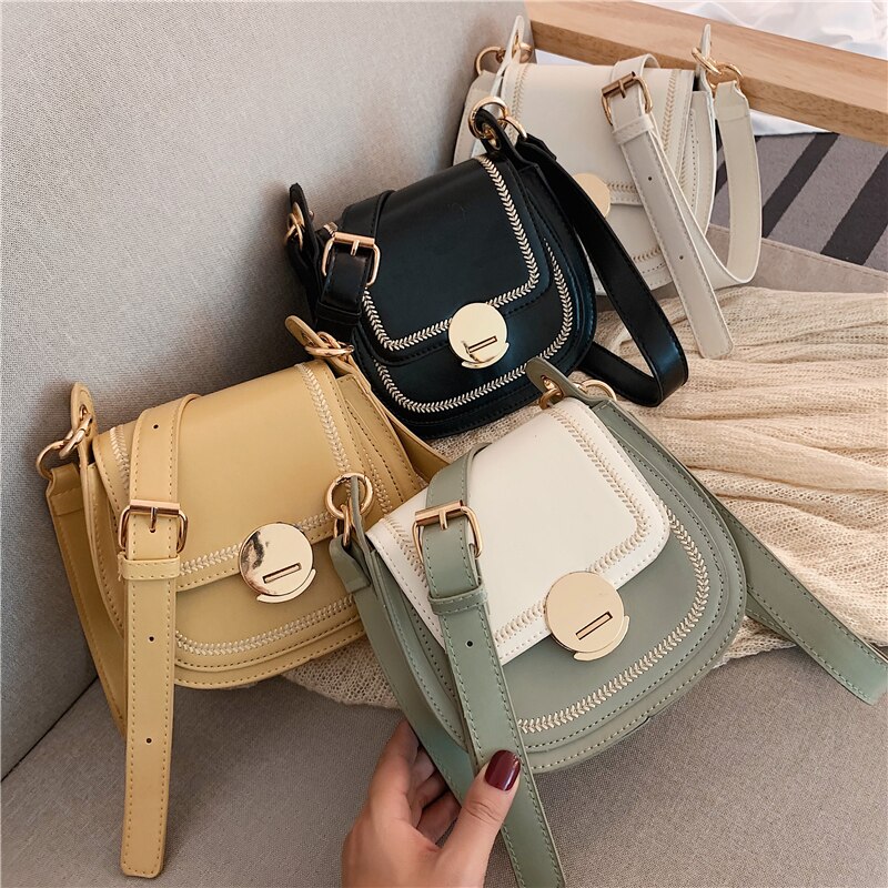 Ricamo Modello di Cuoio dell'UNITÀ di elaborazione Borsa con Tracolla per le donne 2020 semplice Spalla di colore Solido Borse Da Viaggio Femminile attraverso corpo Borsa