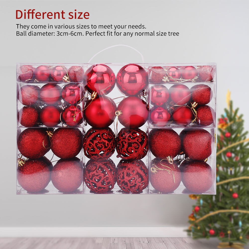 100pcs 3-6cm Gold Sliver Red Metallic Christmas Balls Decor Christmas Tree Balls Xmas Decorartion for Home Noel Year