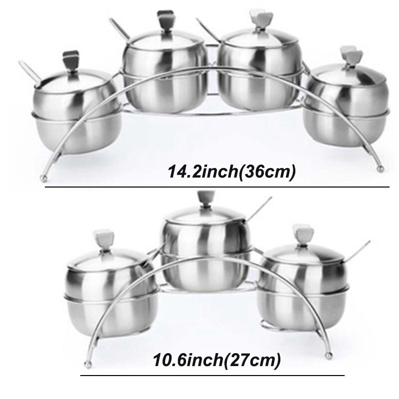 Stainless Steel Spice Jar Salt Pepper Shaker Canister Bridge Seasoning Bottle Kitchen Saltcellar Storage Spice Rack Set