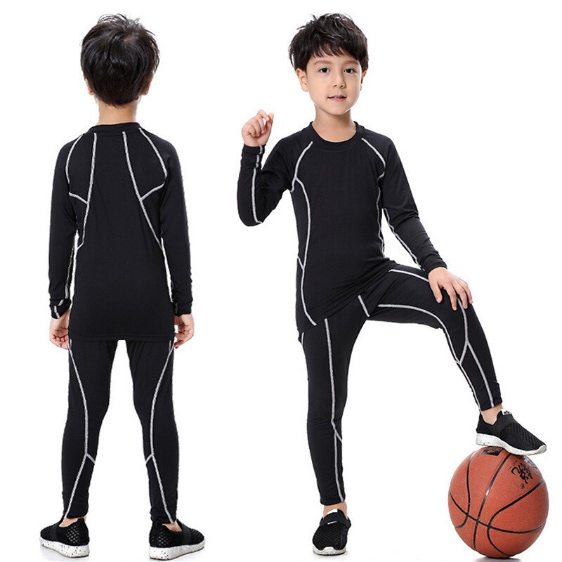 2Pcs/Jongens Sport T-shirts + Broek Gym Compressie Fitness Running Kleding Sportkleding Kinderen Sport Set