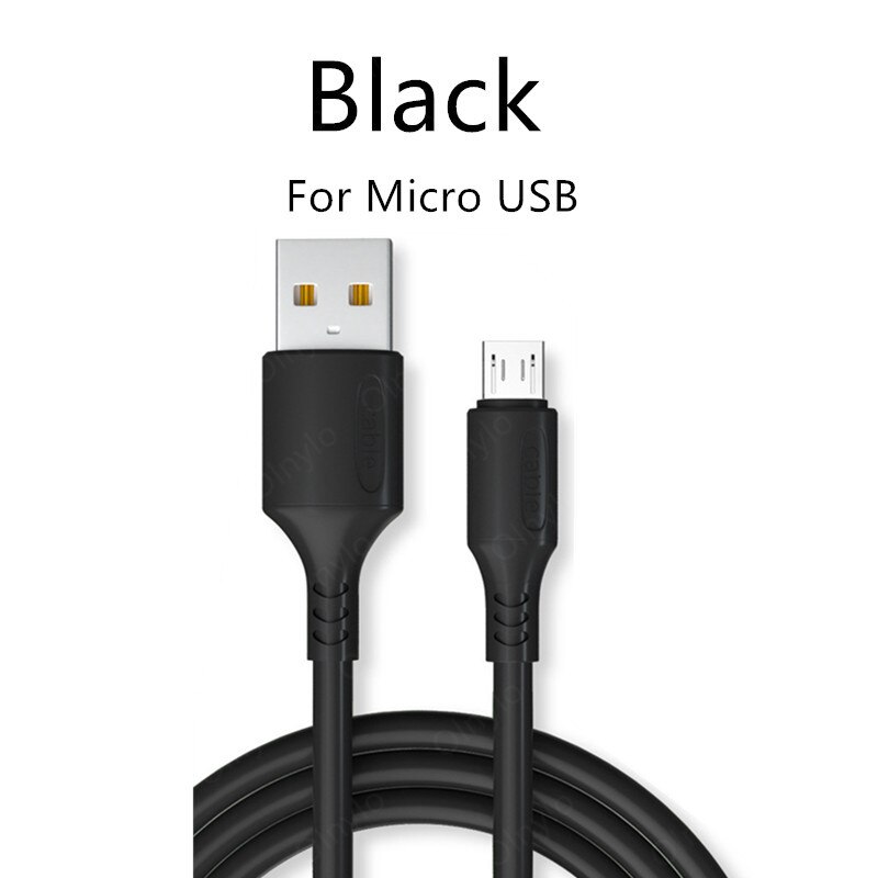Câble Micro USB en Silicone souple, 1.8m/1.2m/0.25m, pour téléphone Samsung, huawei, xiaomi, Android: Black / 1.8m