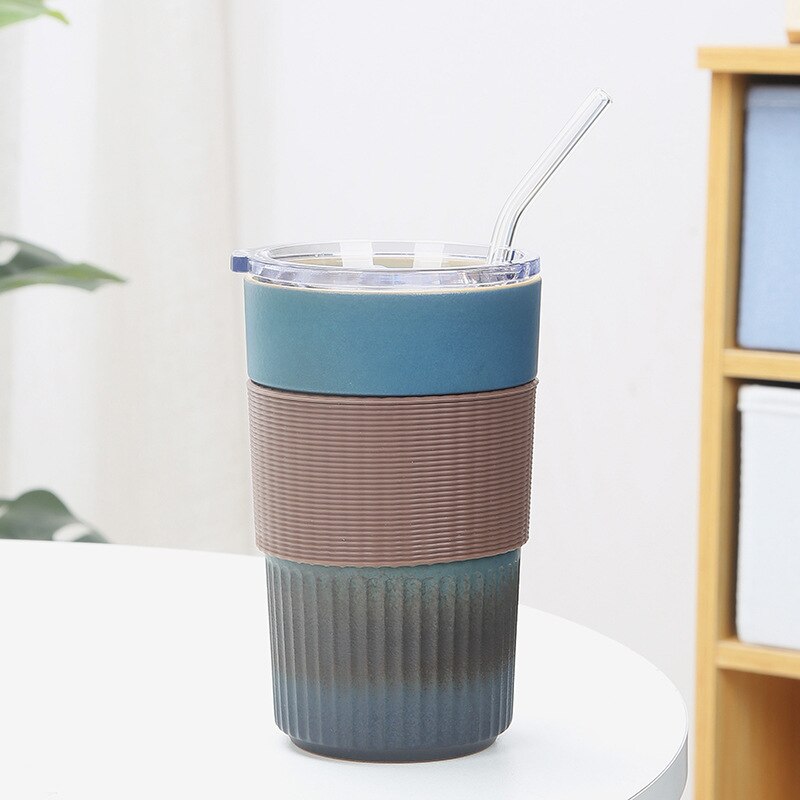 Thermische Isolatie Hittebestendig Mark Koffie Porseleinen Beker Met Deksel En Stro Creatieve Auto: B