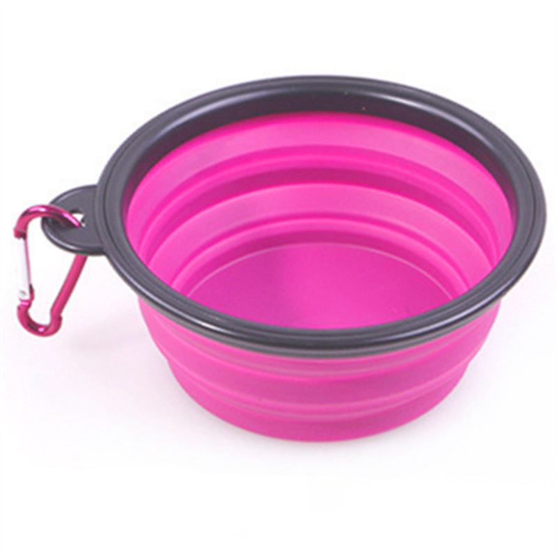 1Pc Pet Folding Bowl Outdoor Portable Drinking Bowl Dog Bowl Cat Bowl Pet Accompanying Cup Dog Bowl: Pink