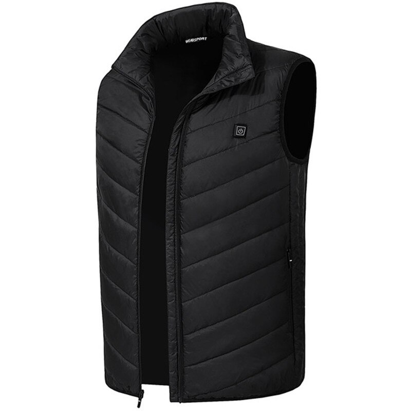 USB gilet chauffant hommes femmes manteau plume thermique chauffé veste hiver pêche gilet Usb gilet extérieur chauffé gilet grande grande taille 4XL: Black / XL