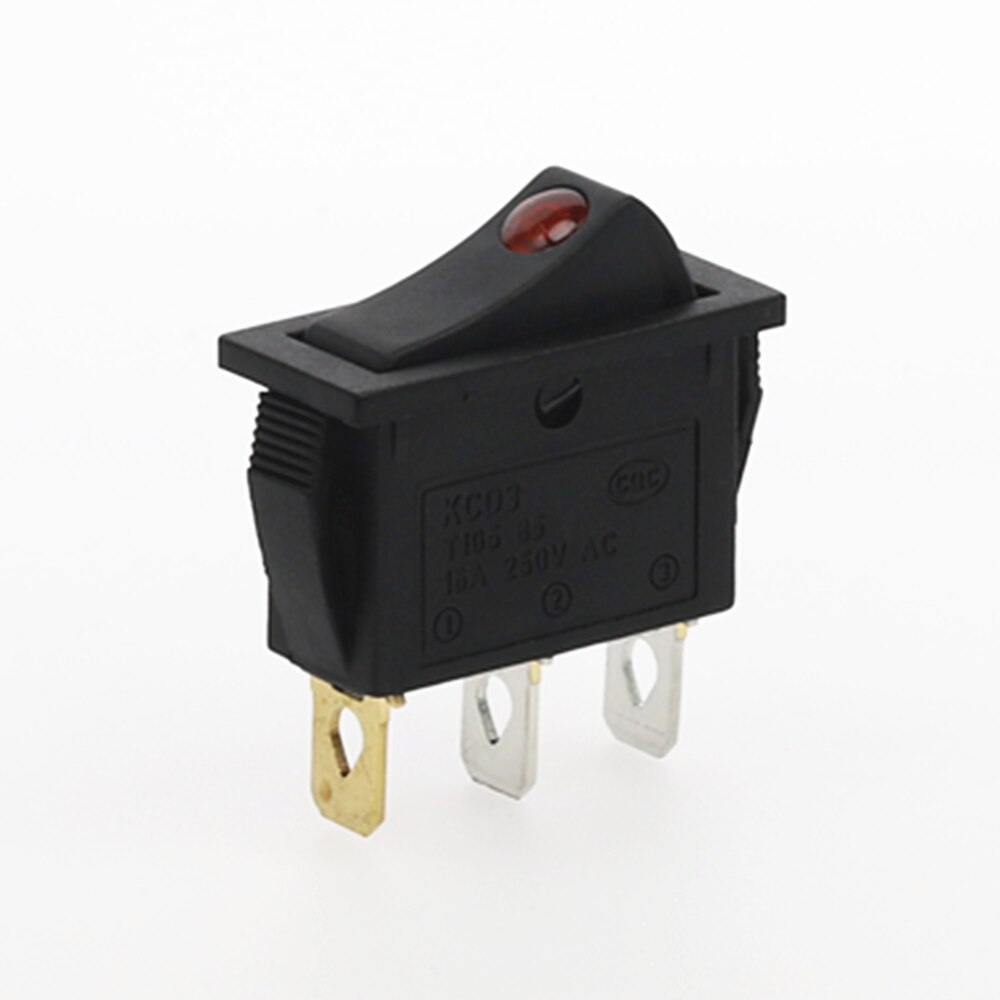 4Pcs KCD3 Rocker Switch ON-OFF 2 Position 3 Pin Electrical equipment With Dot Light Power Switch 16A 250VAC/ 20A 125VAC: Red