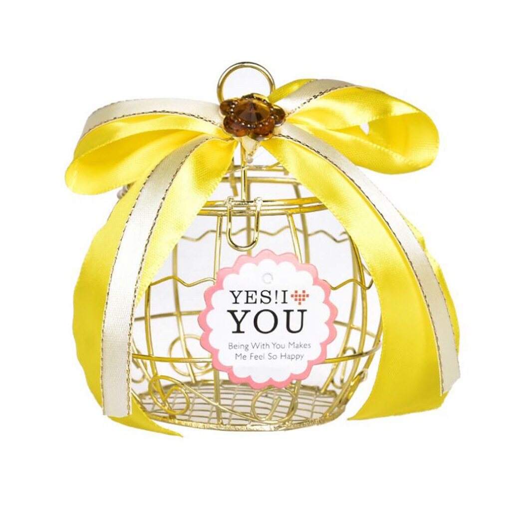 Bird Cage Candy Box Hollow Bird Cage Wedding Party Box Container Tinplate Candy Chocolate Boxes #82338: B